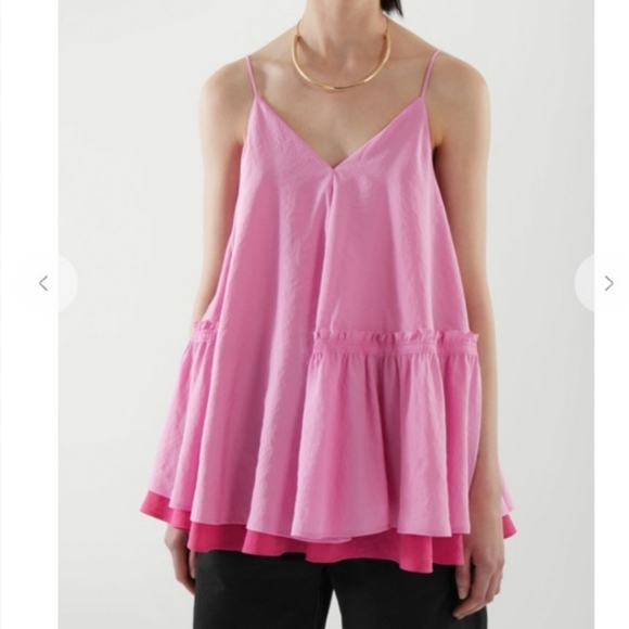 COS Tiered Vest Tunic Top in Pink - Picture 2 of 12